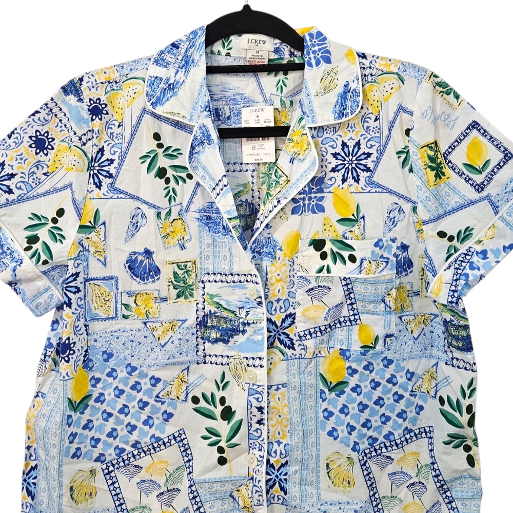 NWT J.Crew Coastal Fruit Lemon Print Pajama Top Size M - Picture 3 of 6